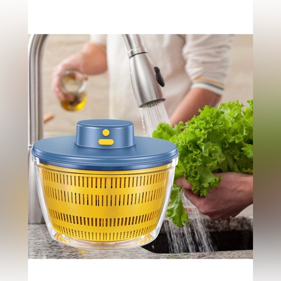Electric Salad Spinner.  USB & reusable Salad dressing bottle included (Blue) - Picture 4 of 12